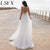 LSYX V-Neck Tulle Boho Wedding Dress Lace 2023 Split Open Back Sleeveless A-Line Civil Bridal Gown Charming Bohemian Unique