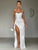 Mozision Spaghetti Strap Thigh High Split Sexy Maxi Dress Women Elegant Satin High Elastic Sleeveless Backless Club Party Dress
