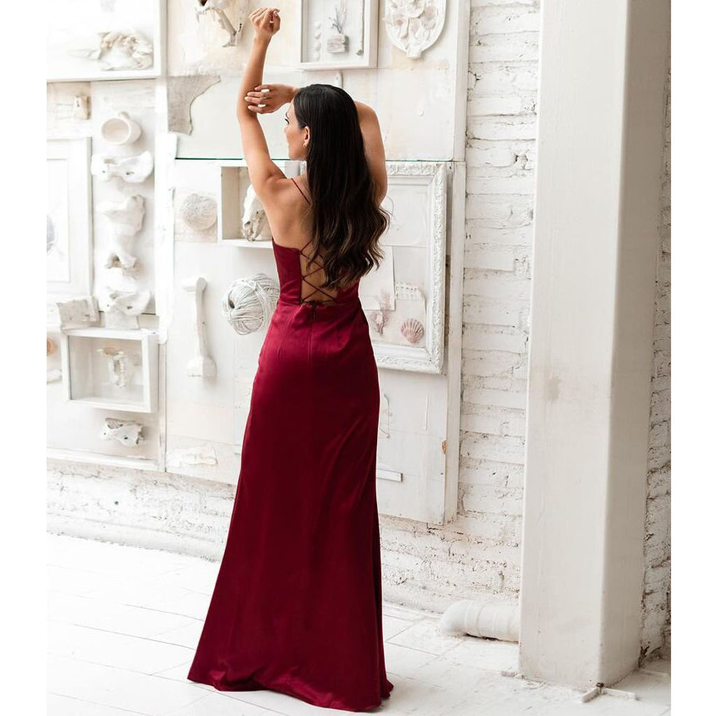 Elegant Open Back Long Slit Dress Elegant Open Back Long Slit Dress