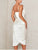NewAsia Satin Dress Shiny Split Spaghetti Strap Ruched Swinging Collar High Waist Party White Dress Midi Robe Sexy Woman Dresses