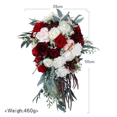 Burgundy Waterfall Artifical Rose Floweres Wedding Bouquets busque de flores de casamento