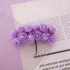 144Pcs Mini Artificial Bubble Rose Bouquet Multicolor Wedding Home Decor Scrapbooking Artificial Flower Craft Wreath Accessorie