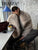 TRAF 2024 Women Fashion Cropped Faux Fur Jacket Coat Long Sleeve Front Snap-button Female Outerwear Chic Lapel Collar Thick Coat