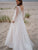 Beach Boho V-neck Tulle Wedding Dress Long Puff Sleeves High Slide Appliques Bridal Gown Custom Made For Women Robe De Mariage