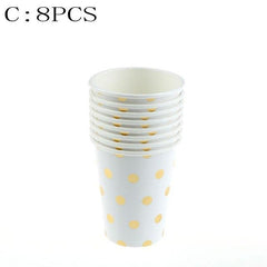 1 Set New Gold Blocking Disposable Tableware Set