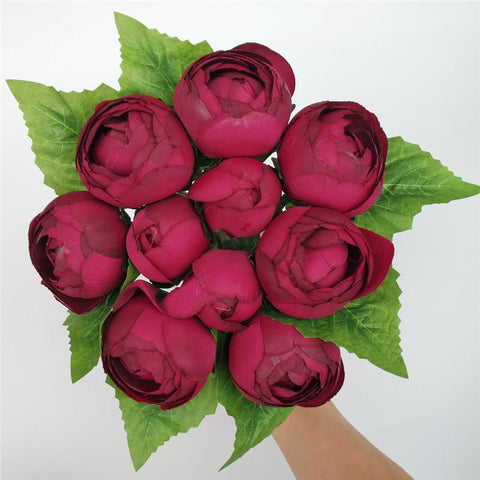 (10 Head) Silk Artificial Roses Simple tied Bouquet