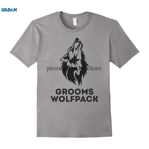100% cotton O-neck printed T-shirt Grooms wolfpack