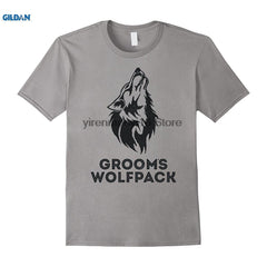 100% cotton O-neck printed T-shirt Grooms wolfpack