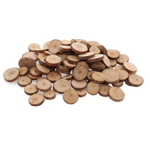 100pcs 1.5-3CM Wood Log Slices Discs for DIY Crafts Wedding Centerpieces (Wood Color)