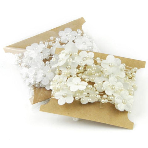 10m/lot 20MM Ivory/White Plum FLower Pearl Fishing Line Bead Garland