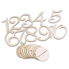 10pcs 1-10 Wooden Table Numbers with Holder Base