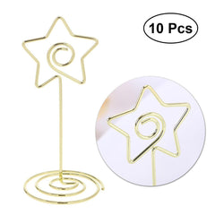 10pcs 8.5cm Five-pointed Star Memo Photo Stand Holder Card Paper Note Clips for Wedding Party Table Decoration