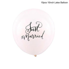 10pcs Black Printed Mr Mrs Just Married Latex Balloons