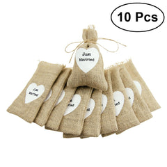 10Pcs Burlap Bags Jute Sack Candy Gift Pouch
