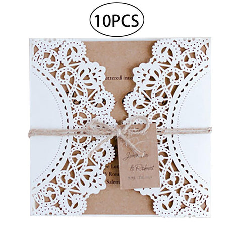 10Pcs Hollow Out Wedding Invitation Card Greeting Card Congratulation Card