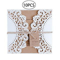 10Pcs Hollow Out Wedding Invitation Card Greeting Card Congratulation Card