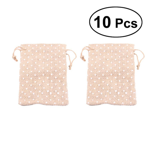 10Pcs Linen Drawstring Bag