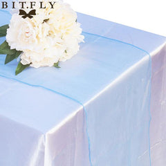 10PCS New design Silver Sheer Organza Table Runner wedding decorations  12