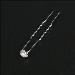 10pcs Pearl Rhinestone U-Shaped Hairpins