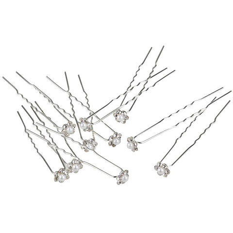 10pcs Pearl Rhinestone U-Shaped Hairpins