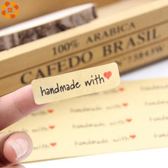 120PCS/Lot Handmade With Heart Paper Gift Tags Stickers