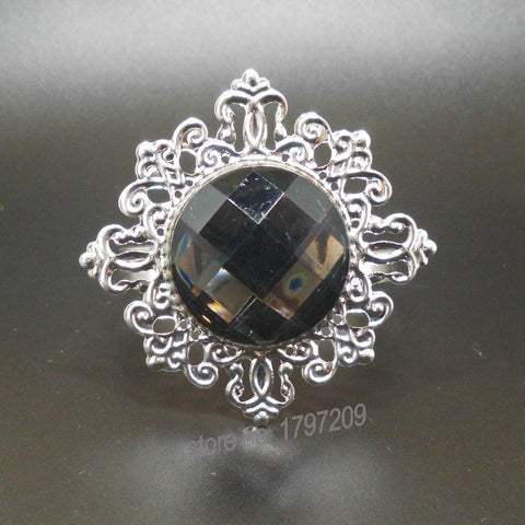 12pcs black Gem Diamond Napkin Ring Serviette Holder