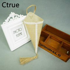 12pcs burlap jute Hessian Pew Cone Flower Holder