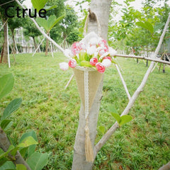 12pcs burlap jute Hessian Pew Cone Flower Holder