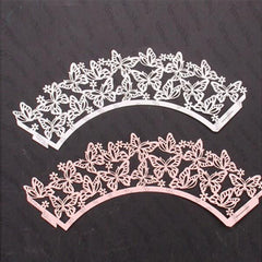 12Pc/set Butterfly Cupcake Wrappers Gray Pink or White