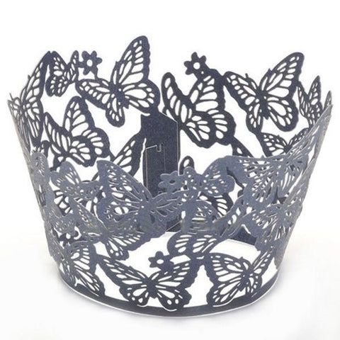 12Pc/set Butterfly Cupcake Wrappers Gray Pink or White
