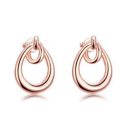 18K Rose Gold Plated Double Hoop Studded Earrings