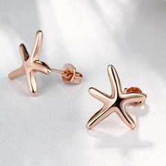 18K Rose Gold Plated Starfish Studded Earrings