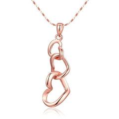 18K Rose Gold Plated Triple Heart  Necklace