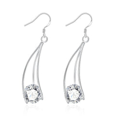 18K White Gold Plated Drop Crystal Earrings