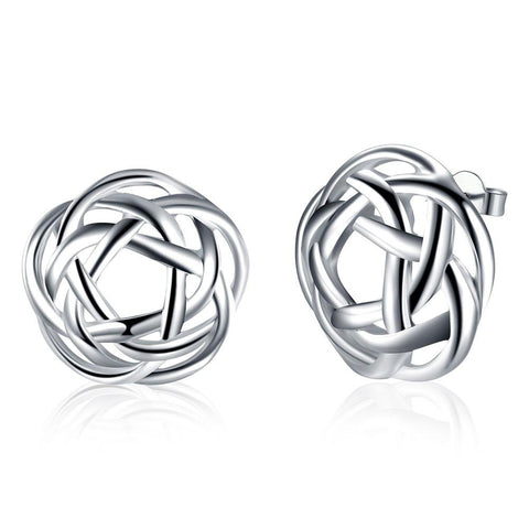 18K White Gold Plated Knot Stud Earring