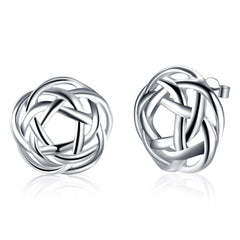 18K White Gold Plated Knot Stud Earring