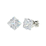 18K White Gold Plated Square Crystal Stud Earring