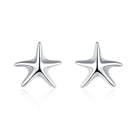 18K White Gold Plated  Starfish Stud Earrings
