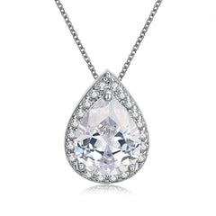 18K  White GP Topaz Teardrop Necklace
