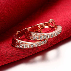 1Pair Women Czech Diamond Earrings Rose Gold Plated