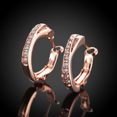 1Pair Women Czech Diamond Earrings Rose Gold Plated