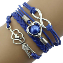 1PC Infinity Love Heart Pearl Leather Charm Bracelet Multiple Colors