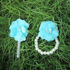 1Set(2pc) Custom Made Mens Boutonniere /Wrist Corsage