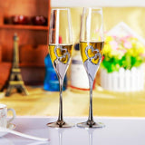 2 PCS/ Set Wedding Champagne Crystal Silver Plated Toasting Flutes