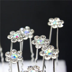 20pcs Crystal Rhinestones Metal U-Shaped Hairpins