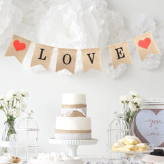2.5M LOVE Burlap Banner