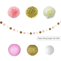 26pcs Party Decoration Paper Flower Lantern Pom Poms Kit