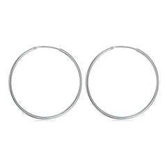 2mm Sterling Silver  Plated Large Hoop Earrings