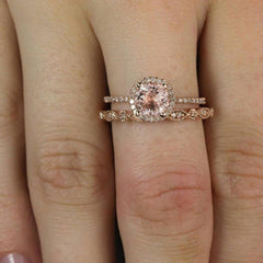 2pcs Lady's Ring Set Rose Gold Tone with Zircons