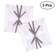 3pcs Elegant Bow Designed Wedding Invitation Card